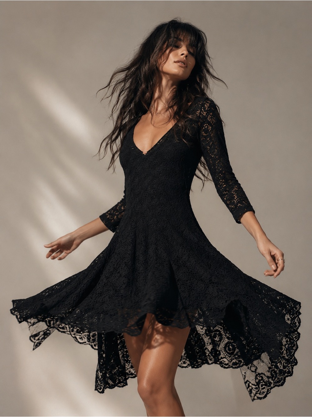 Free People Black Lace Fit & Flare Dress NWT Medium Whimsigoth Fairycore Boho